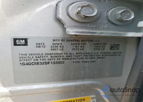 2013 Buick Lacrosse from USA, damaged, VIN 1G4GC5E32DF133959